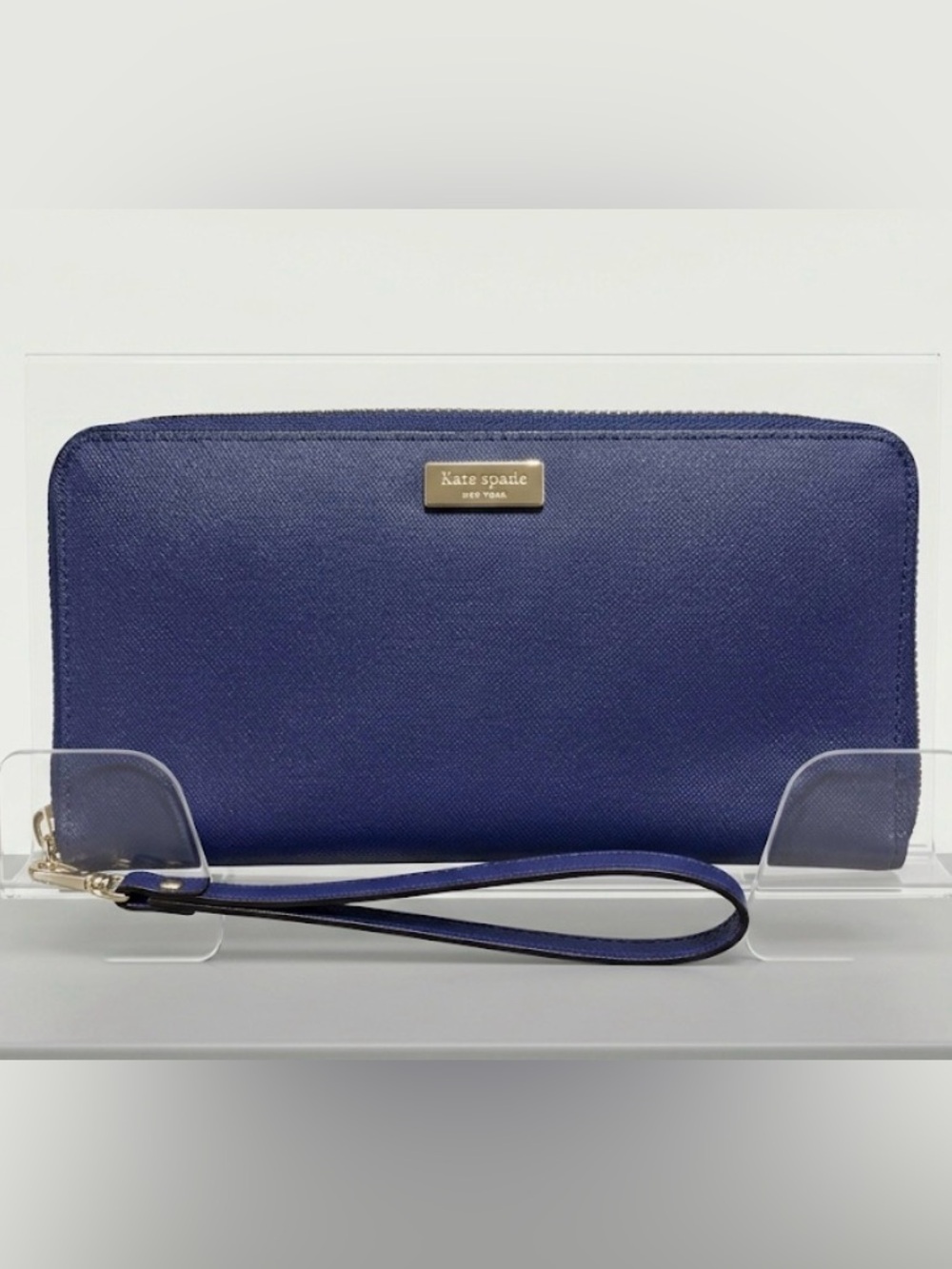 Kate Spade New York Navy Blue Saffiano Leather Zip Around Continental Wallet